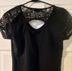 Black with lace tshirt, cap sleeves.